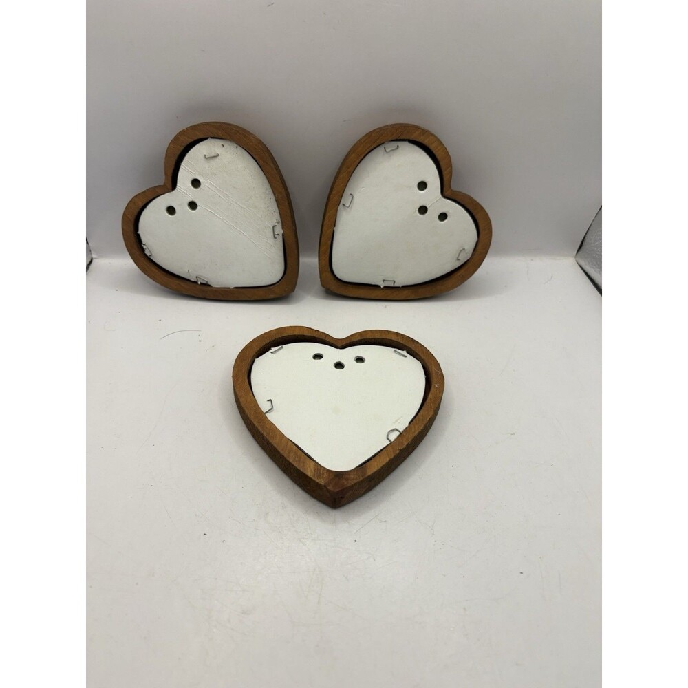Vintage Home interior Wooden wood Heart Mirrors Mirror Wall Decor Set of 3 - Picture 5 of 5
